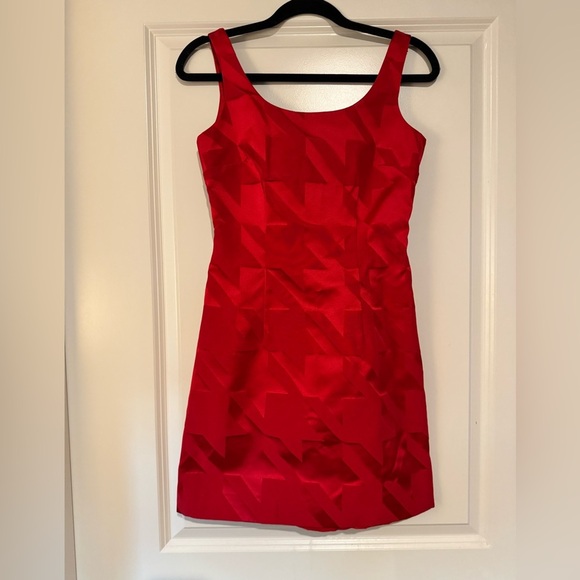 Cynthia Rowley Dresses & Skirts - VTG Cynthia Rowley Red Mini Tank Dress Houndstooth Size 4 Metallic EUC